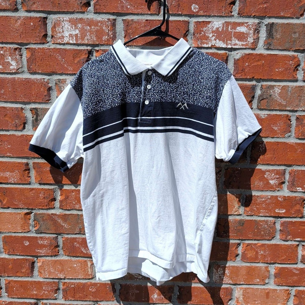 Princess Cruises Polo Shirt Mens XL White Navy Blue Colorblock Graphic Cotton